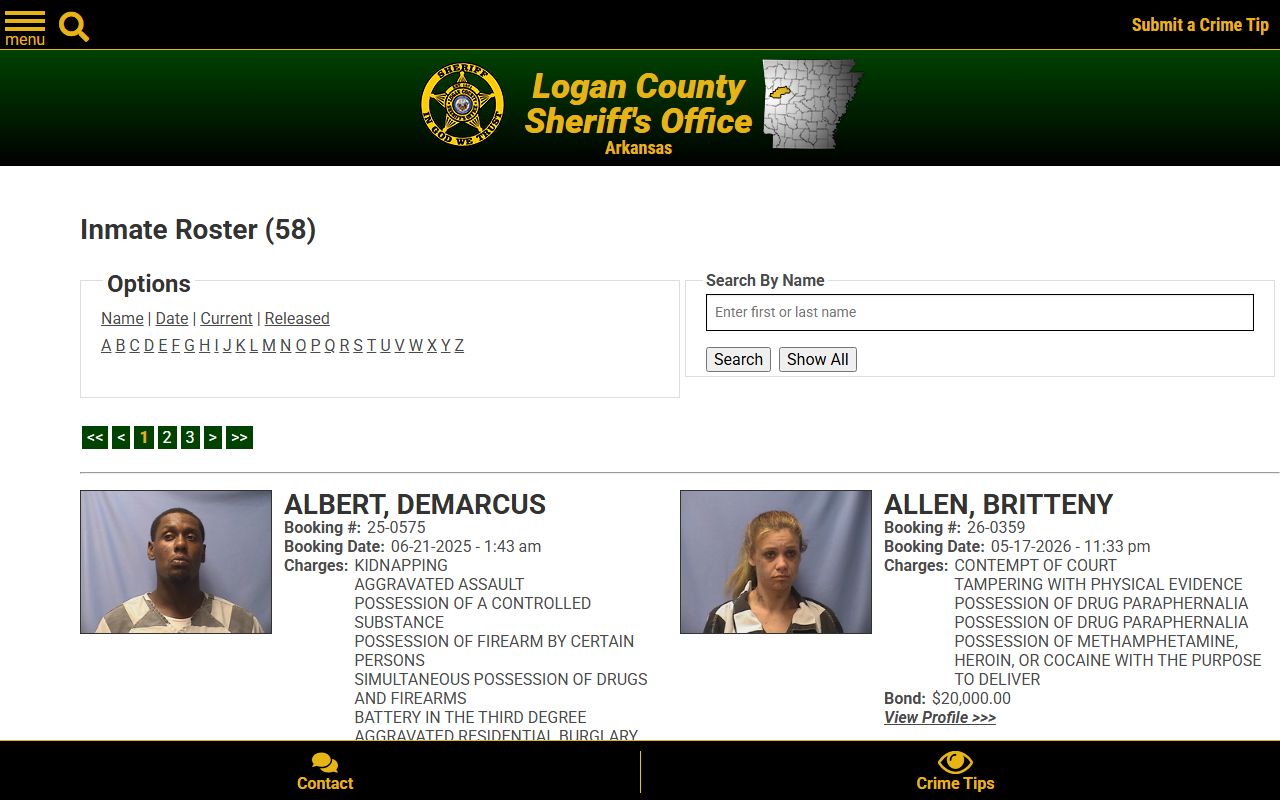 Logan County inmate population current jail roster search